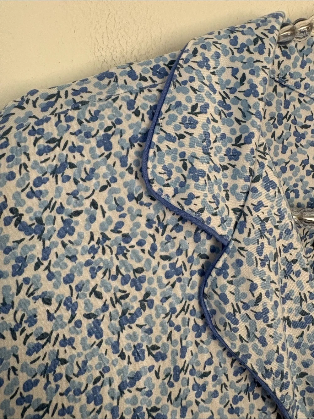 KATE SPADE Light Blue Floral Flower Lounge Pajama Set Short Sleeve Pant X-Large